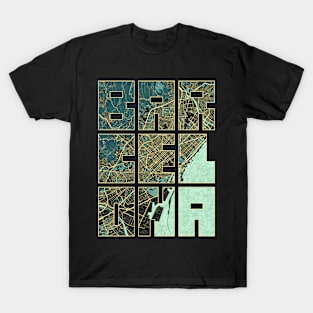 Barcelona, Spain City Map Typography - Summer T-Shirt